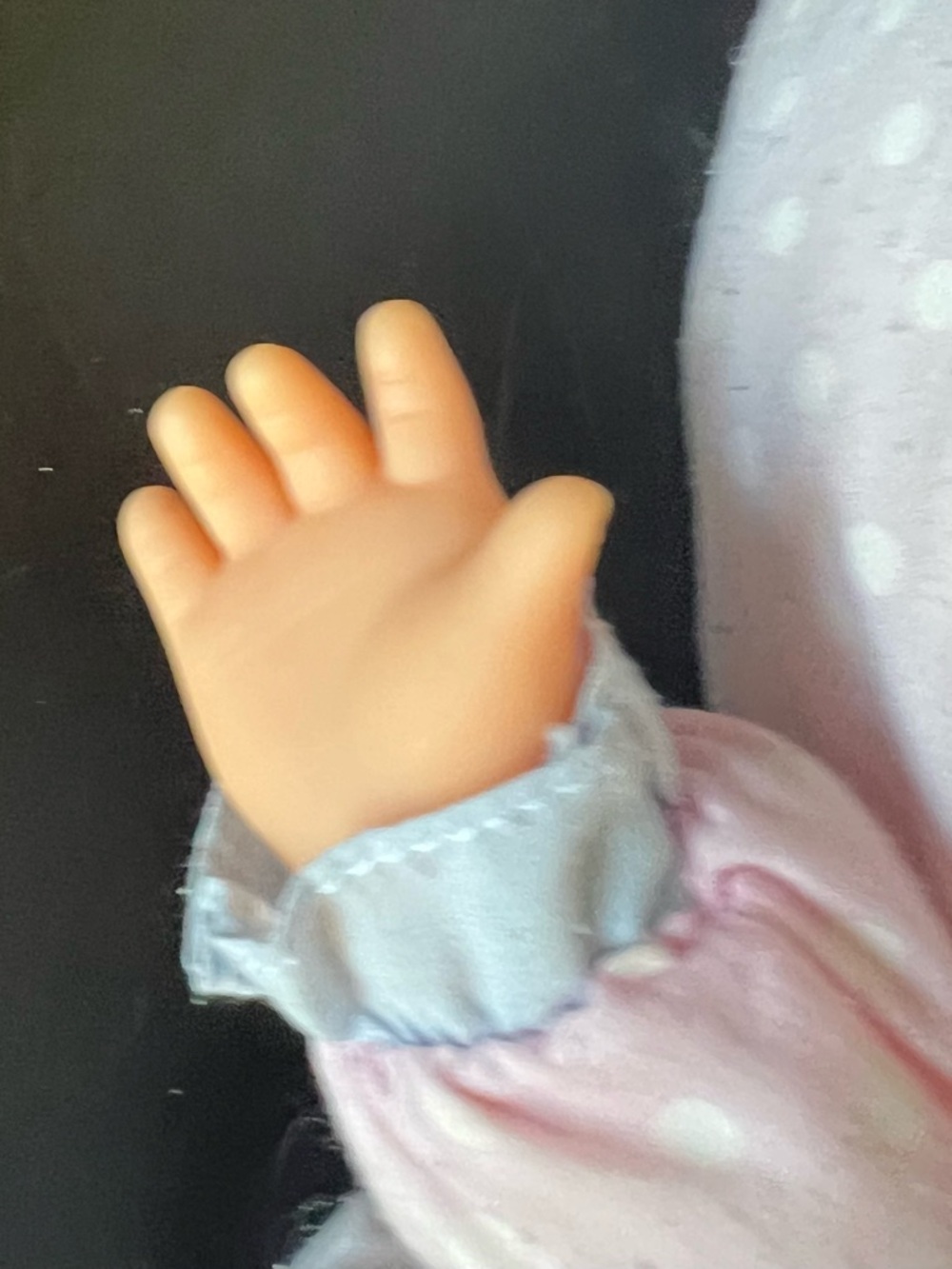 Plush Baby Doll in Soft Pink with Blue Trim - Picture 5 of 7